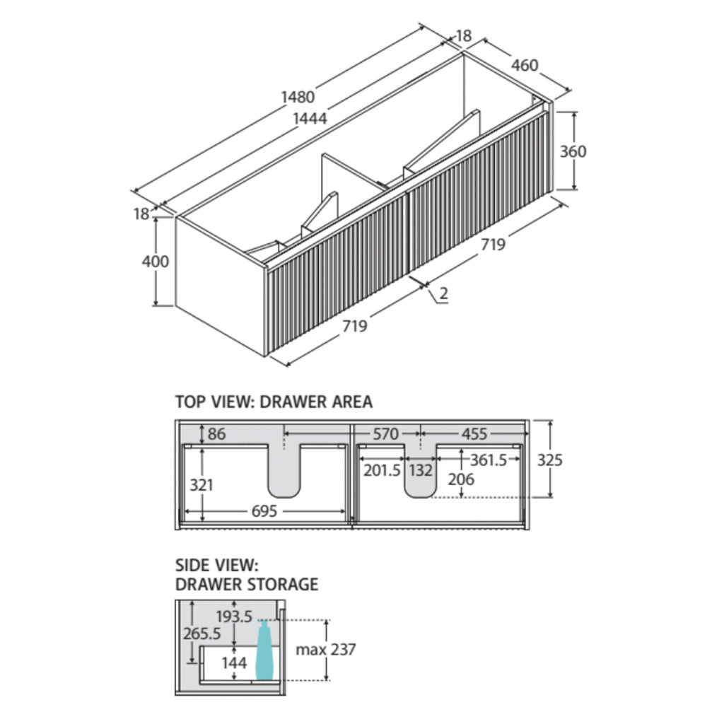 1500mm Alina Vanity Specifications